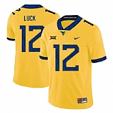 West Virginia Mountaineers 12 Oliver Luck Yellow College Football Jersey Dzhi